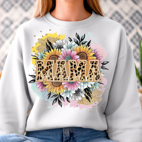 DTF Full Color Transfer - Cheetah MAMA Sunflowers