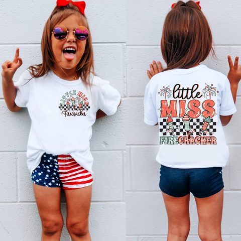DTF Full Color Transfer - Little Miss Firecracker (FREE POCKET!)