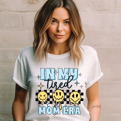 DTF Full Color Transfer - In My Tired Mom Era - Blue