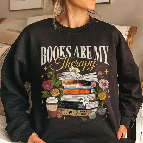 DTF Full Color Transfer - Books Are My Therapy - Flowers Books
