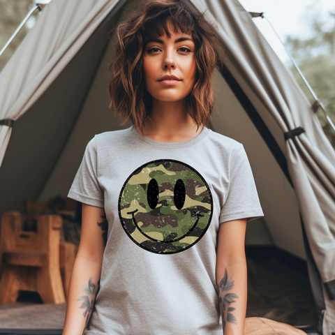 DTF Full Color Transfer - Camo Smiley