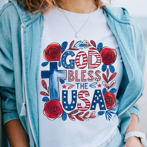 DTF Full Color Transfer - God Bless The USA