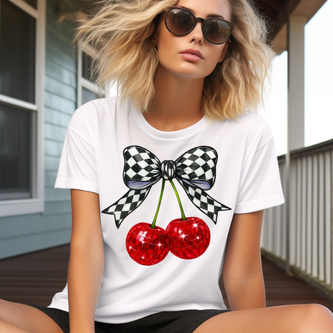 DTF Full Color Transfer - Checkered Cherries