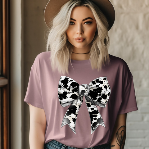 DTF Full Color Transfer - Cow Print Bow