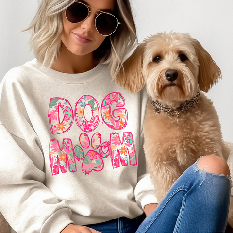 DTF Full Color Transfer - Dog Mom Pink Floral