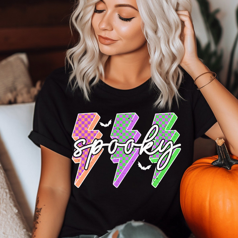 DTF Full Color Transfer - Spooky 3 Check Lightning