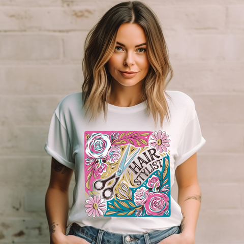 DTF Full Color Transfer - Boho Floral - Hair Stylist