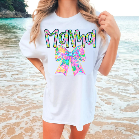 DTF Full Color Transfer - Mama Bright Flowers Bow