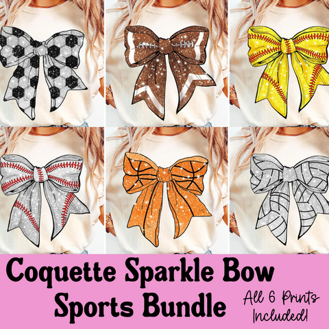 *NEW* DTF Bundle - Coquette Sparkle Sports Bows (All 6 Prints Included!)