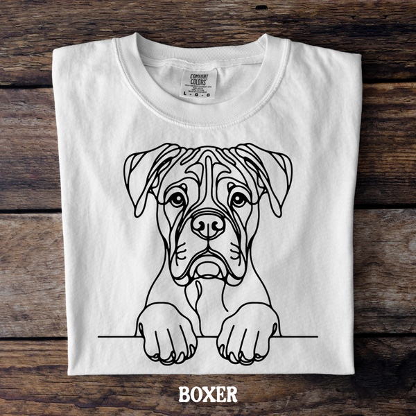 DTF Full Color TShirt Transfer - Simple Sketch Dog - You Choose Color & Breed!