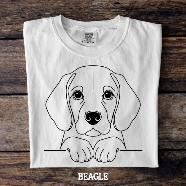 DTF Full Color TShirt Transfer - Simple Sketch Dog - You Choose Color & Breed!