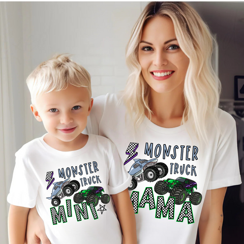 DTF Full Color TShirt Transfer - Mama/Mini Monster Trucks