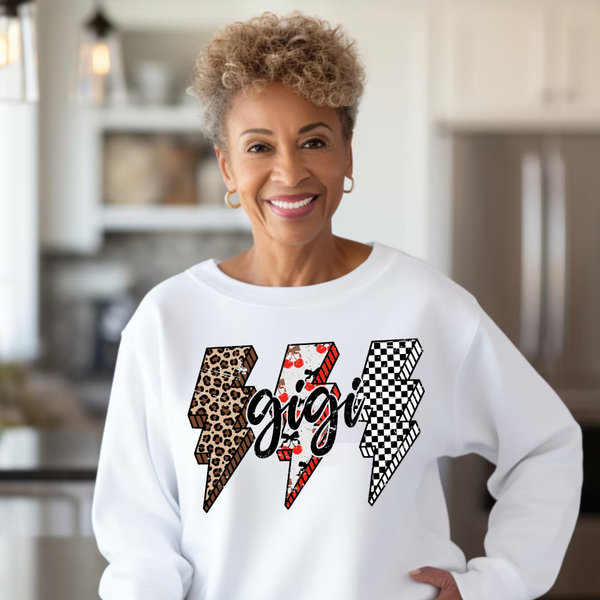 DTF Full Color Transfer - Leopard Cherry Check Mama/Mini/Aunt/Nana/Mamaw/Gigi - Black Font