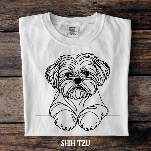 DTF Full Color TShirt Transfer - Simple Sketch Dog - You Choose Color & Breed!