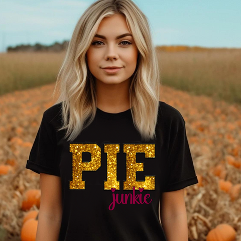 DTF Full Color TShirt Transfer - Pie Junkie Glitter Letters