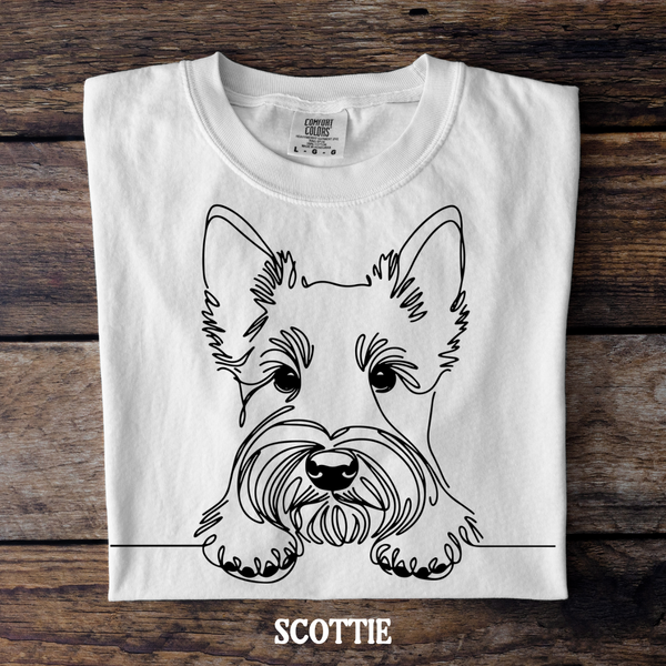DTF Full Color TShirt Transfer - Simple Sketch Dog - You Choose Color & Breed!