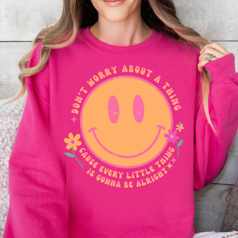 DTF Full Color TShirt Transfer - Don't Worry About A Thing Smiley