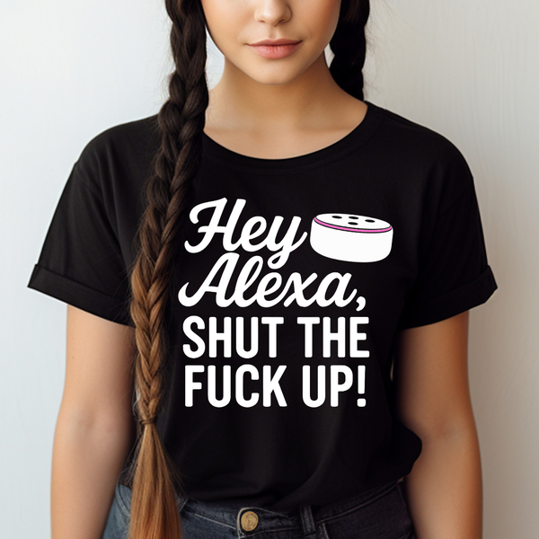 DTF Full Color TShirt Transfer - Hey Alexa (White or Black Font)