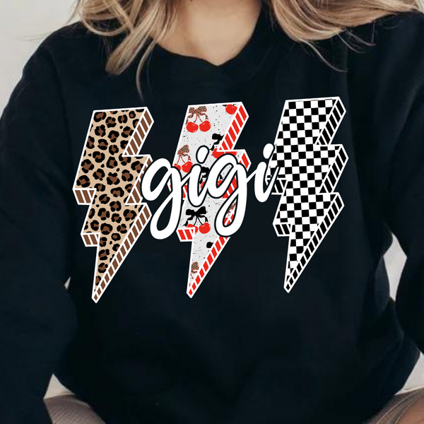 DTF Full Color Transfer - Leopard Cherry Check Mama/Mini/Aunt/Nana - White Font