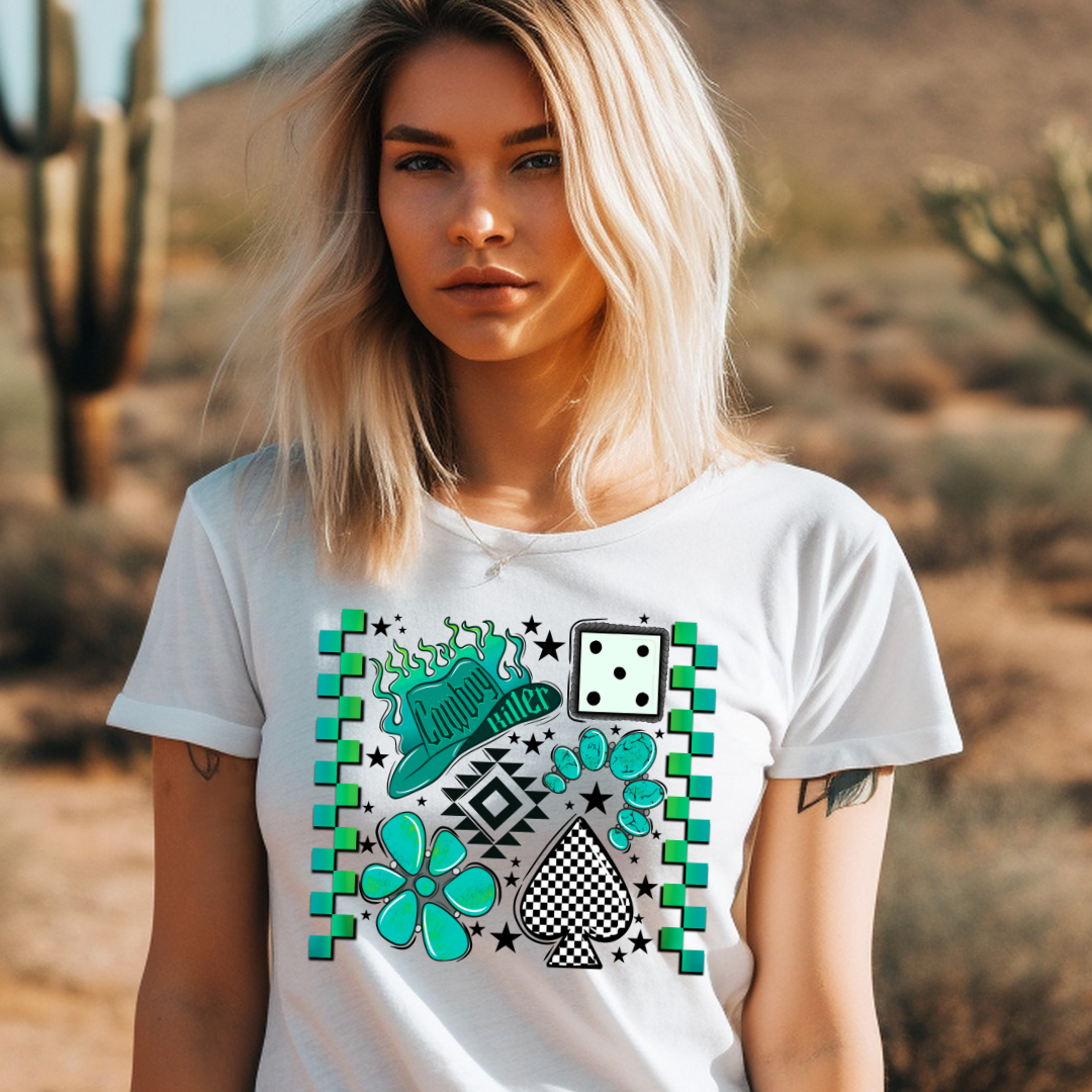 DTF Full Color Transfer - Cowboy Killer Turquoise