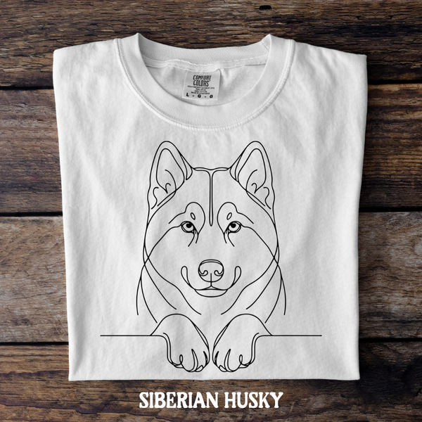 DTF Full Color TShirt Transfer - Simple Sketch Dog - You Choose Color & Breed!