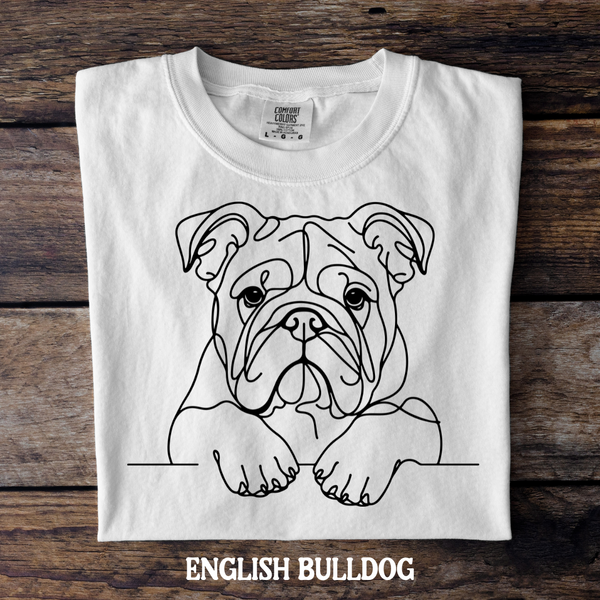 DTF Full Color TShirt Transfer - Simple Sketch Dog - You Choose Color & Breed!