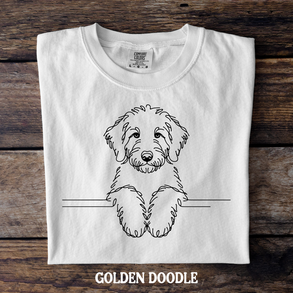 DTF Full Color TShirt Transfer - Simple Sketch Dog - You Choose Color & Breed!