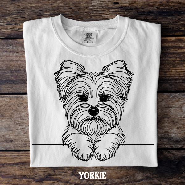 DTF Full Color TShirt Transfer - Simple Sketch Dog - You Choose Color & Breed!