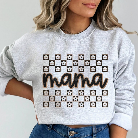 DTF Full Color Transfer - Mama Brown Check w/Flowers