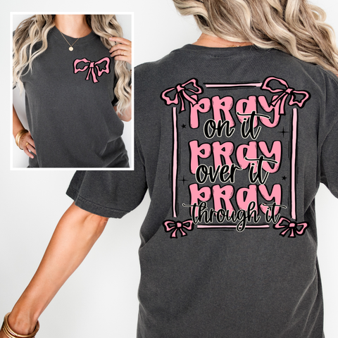 DTF Full Color TShirt Transfer - Pray On It Pink - FREE POCKET!