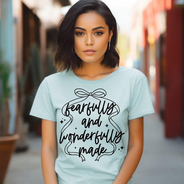 DTF Full Color TShirt Transfer - Fearfully Bow - (Black, Pink or White)