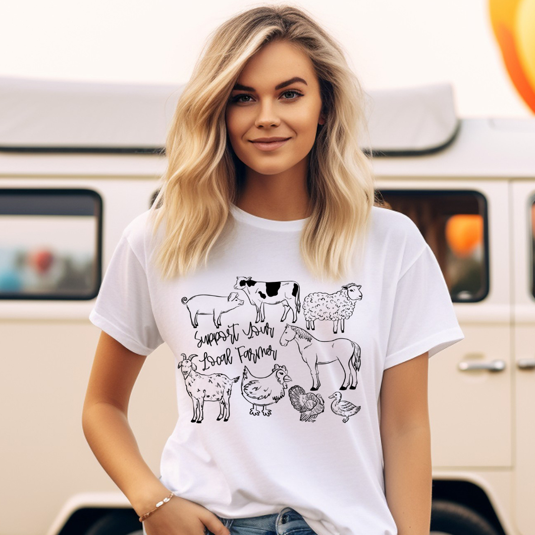 DTF Full Color TShirt Transfer - Support Your Local Farmer