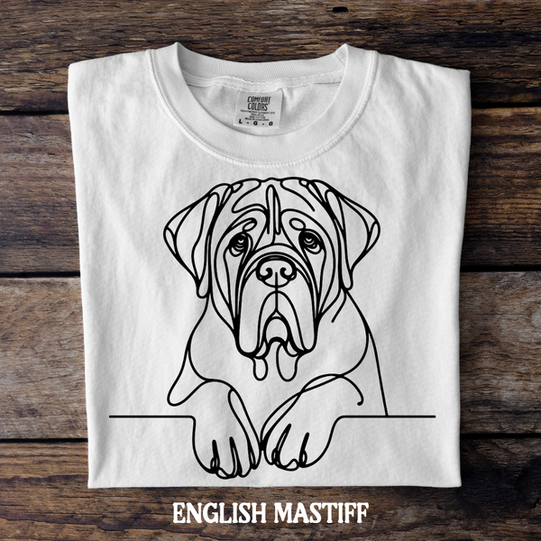 DTF Full Color TShirt Transfer - Simple Sketch Dog - You Choose Color & Breed!