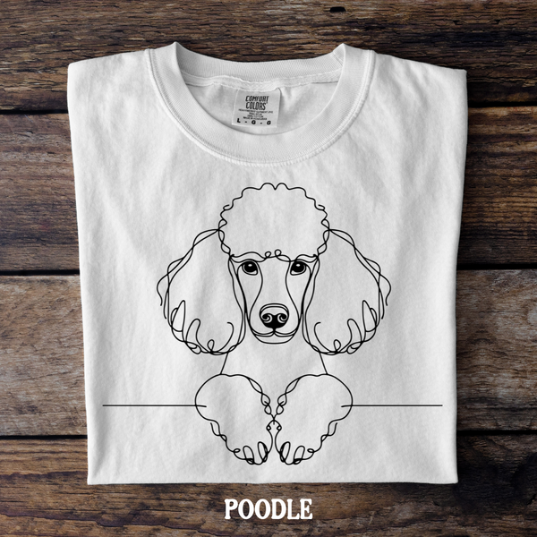 DTF Full Color TShirt Transfer - Simple Sketch Dog - You Choose Color & Breed!