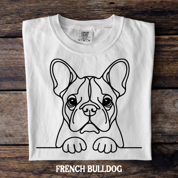 DTF Full Color TShirt Transfer - Simple Sketch Dog - You Choose Color & Breed!