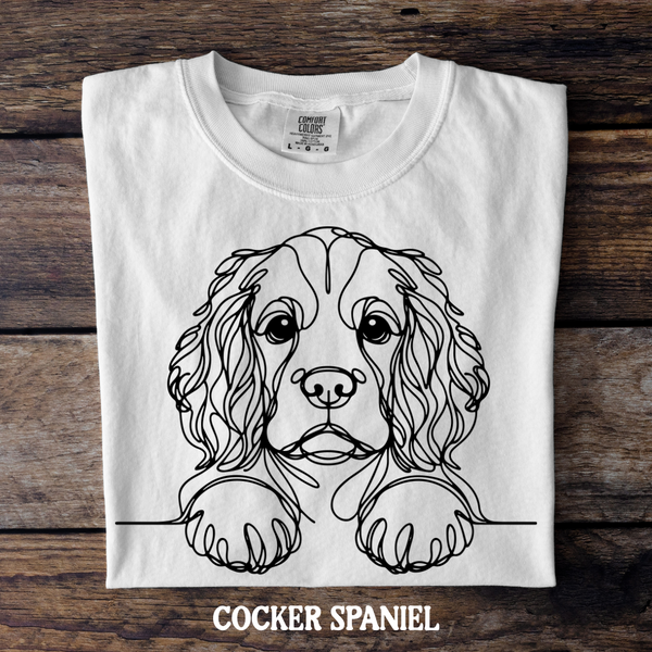 DTF Full Color TShirt Transfer - Simple Sketch Dog - You Choose Color & Breed!
