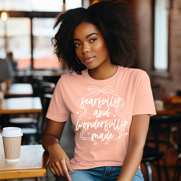 DTF Full Color TShirt Transfer - Fearfully Bow - (Black, Pink or White)