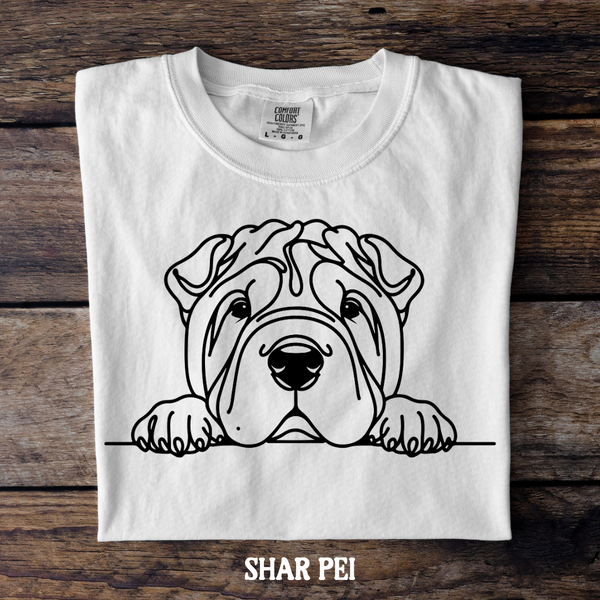 DTF Full Color TShirt Transfer - Simple Sketch Dog - You Choose Color & Breed!