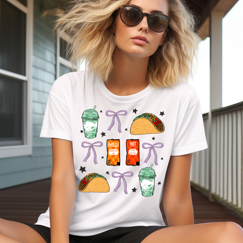 DTF Full Color TShirt Transfer - Tacos & Bows