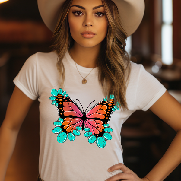 DTF Full Color Transfer - Turquoise Butterfly (YOU PICK THE COLOR!)