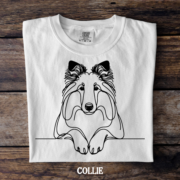 DTF Full Color TShirt Transfer - Simple Sketch Dog - You Choose Color & Breed!