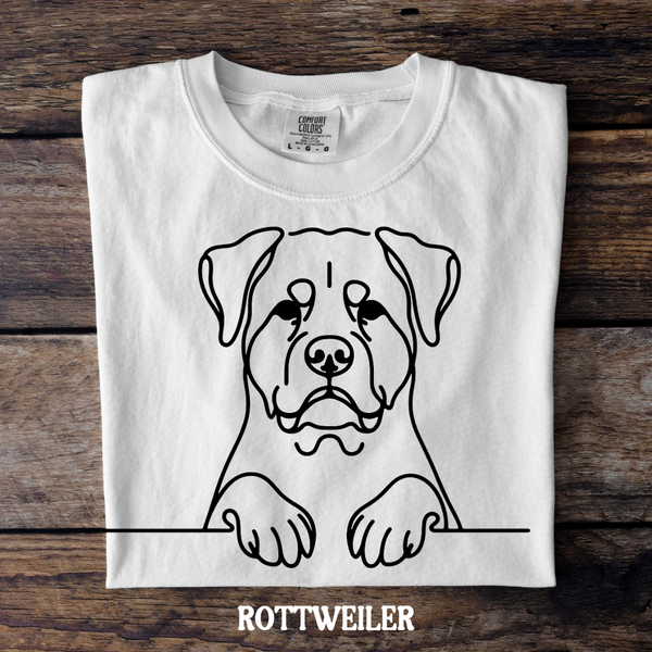 DTF Full Color TShirt Transfer - Simple Sketch Dog - You Choose Color & Breed!