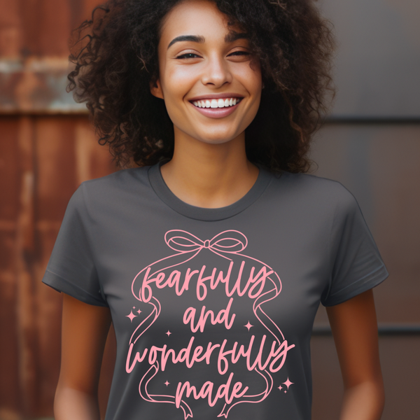 DTF Full Color TShirt Transfer - Fearfully Bow - (Black, Pink or White)