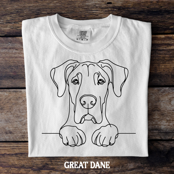 DTF Full Color TShirt Transfer - Simple Sketch Dog - You Choose Color & Breed!