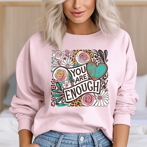 DTF Full Color Transfer - You Are Enough Boho Floral