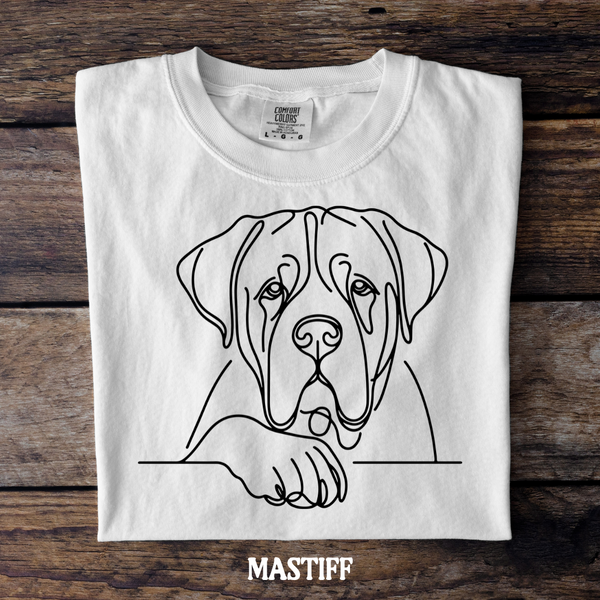DTF Full Color TShirt Transfer - Simple Sketch Dog - You Choose Color & Breed!