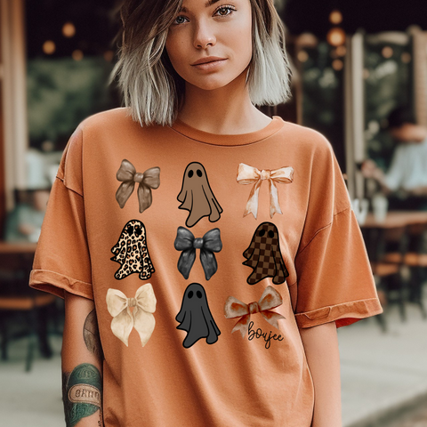 DTF Full Color Transfer - Neutral Patterned Ghosts & Bows
