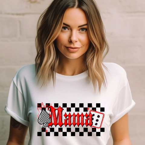 DTF Full Color Transfer - Red Mama Check Dice