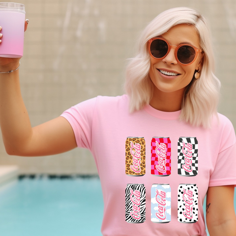 DTF Full Color Transfer - Soda Drink Cans - Check Leopard