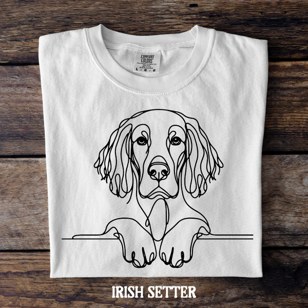 DTF Full Color TShirt Transfer - Simple Sketch Dog - You Choose Color & Breed!